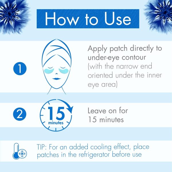 ⁦Klorane - Smoothing & Soothing Eye Masks with Cornflower & Plant-Based Hyaluronic Acid - Hydrogel Eye Patches For Puffy, Tired Eyes and Dark Circles - 7 ct.⁩ - الصورة ⁦4⁩