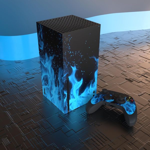 ⁦بلاي فيتال ملصقات لاصقة من الفينيل بتصميم لهب ازرق مخصص لجهاز Xbox Series X لوحدة تحكم Xbox Series X⁩ - الصورة ⁦4⁩