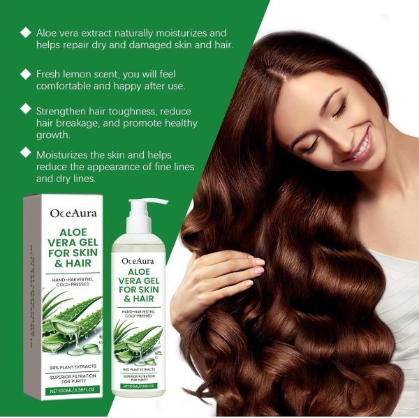 ⁦Azonee Aloe Vera Gel for Skin & Hair, Soothing Gel Moisturizer for Face and Body, Lightweight Non-Sticky Aloe Gel for Sunburn Relief and After Sun Care (100ml)⁩ - الصورة ⁦5⁩