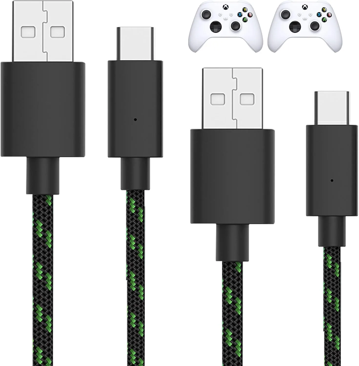 سلك شاحن وحدة تحكم TalkWorks لهاتف Xbox Series X - عبوة من 2 عبوة من كابل شحن USB C مضفر من النايلون بطول 10 أقدام - متوافق أيضًا مع Android مع سامسونج جالاكسي وبلاي ستيشن 5