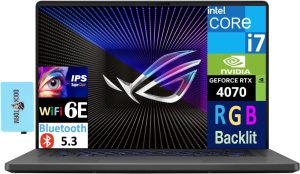 لابتوب ألعاب روج زيفيروس G16 بشاشة او ليد 16 بوصة 165 هرتز من اسوس (انتل i7-13620H، جيفورس RTX 4070 DDR4، 2 تيرا PCIe، كيبورد ار جي بي، ثاندربولت 4، واي فاي 6E، ويندوز 11 هوم) مع موسع منفذ يو اس بي