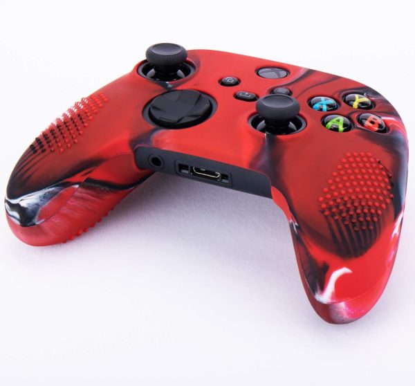 ⁦يورا جراب من السيليكون لذراع تحكم Xbox Series X / S × 1 (احمر مموه) مع مقابض ابهام × 10⁩ - الصورة ⁦2⁩