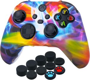 يورا غطاء حماية سميك من السيليكون من ترانسر برينتنج لذراع تحكم Xbox Series X/S × 1 (تدفق ملون) مع مقابض ابهام × 10