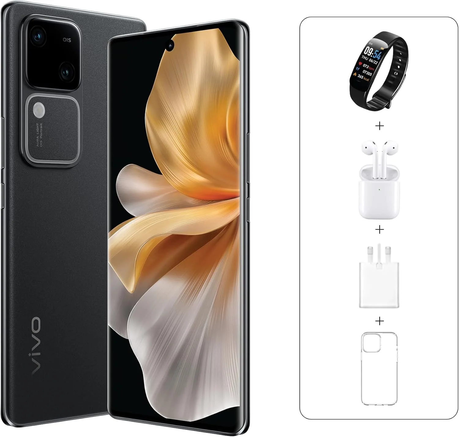 vivo V30 5G (Noble Black, 12GB+12GB RAM, 256GB) | Slimmest 3D Curved 1.5K AMOLED 120Hz Display | 50MP AF Group Selfie | Aura Light OIS | Online Exclusive Bundle, 24M Warranty & 12M Screen Replacement