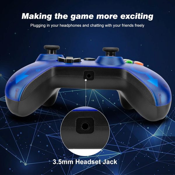 ⁦فوكسينيا وحدة تحكم سلكية متوافقة مع Xbox One/One S/One X/One Elite/Windows PC، وحدة تحكم عن بعد سلكية USB لالعاب الكمبيوتر مع مقبس سماعة راس [احدث اصدار 2021] (ازرق)⁩ - الصورة ⁦5⁩