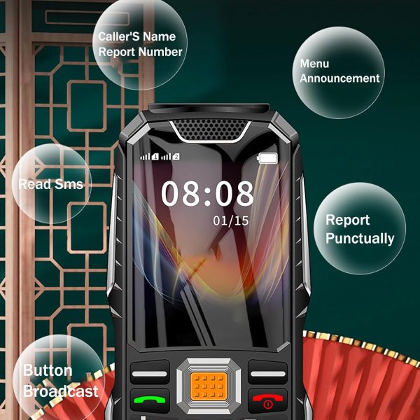 ⁦جوال لكبار السن بزر كبير، غير مقفل والاطفال، شاشة HD 1.77 انش، بطارية 9800mAh (عمر طويل) مصباح يدوي + 9 ارقام عائلية، اسود⁩ - الصورة ⁦6⁩