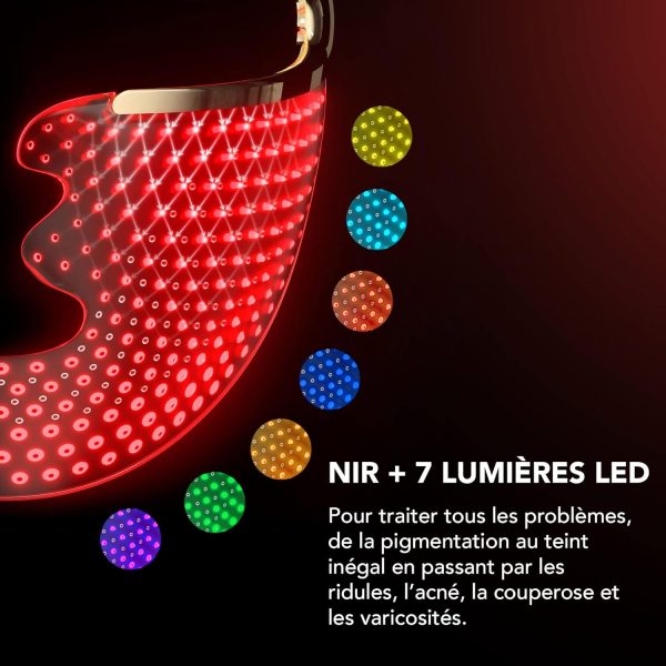 ⁦فاك اي كيو 202 قناع الوجه المتطور المضاد للشيخوخة NIR + 7 مصابيح LED - علاج البقع وعلاج حب الشباب - أقنعة الوجه للعناية بالبشرة - أقنعة وجه لاسلكية - 600 نقطة توهج - عناية بالبشرة يمكن ارتداؤها⁩ - الصورة ⁦2⁩