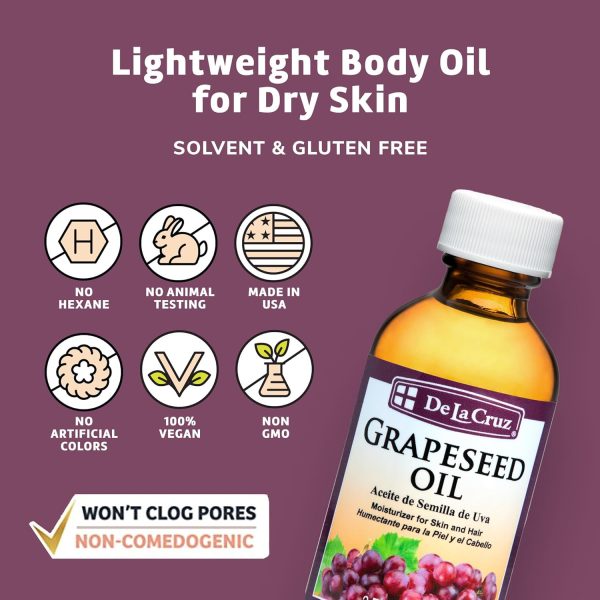 ⁦زيت بذور العنب المعصور بالطرد من دي لا كروز ، 2 FL. OZ.⁩ - الصورة ⁦2⁩