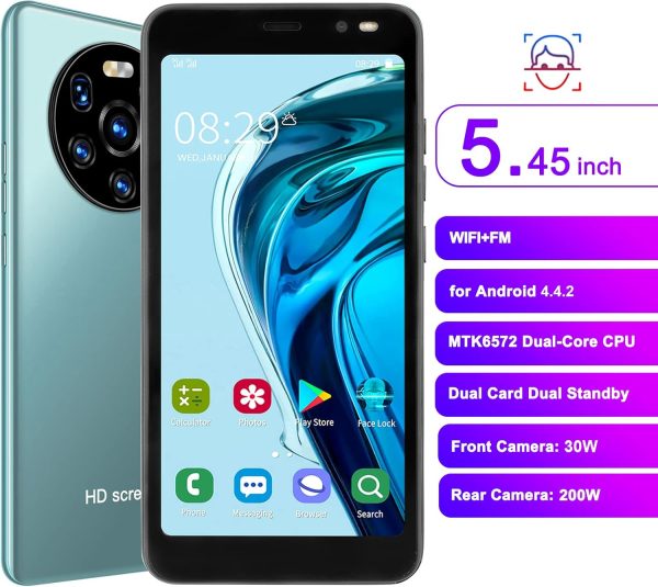 ⁦هاتف ذكي ميت 40 برو بشاشة HD مقاس 5.44 انش وببطاقة مزدوجة في وضع الاستعداد و6 كاميرات بدقة عالية 512 ميجابايت + 4 جيجابايت لنظام اندرويد 4.4.2 من لاندفو اخضر ، بشريحتين⁩ - الصورة ⁦2⁩