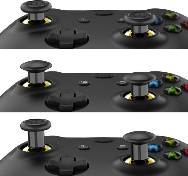 ⁦eXtremeRate ThumbsGear Interchangeable Ergonomic Thumbstick for Xbox Series X & S/Xbox One/Xbox One Elite/Xbox One S & X Controller w/ 3 Height Domed & Concave Grips Adjustable Joystick - Chrome Gold⁩ - الصورة ⁦3⁩