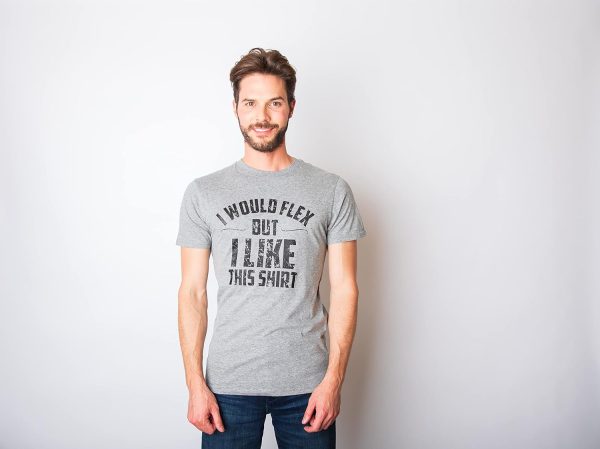 ⁦Mens I Would Flex But I Like This Shirt Funny Adult Working Out Gym Tee for Guys⁩ - الصورة ⁦3⁩