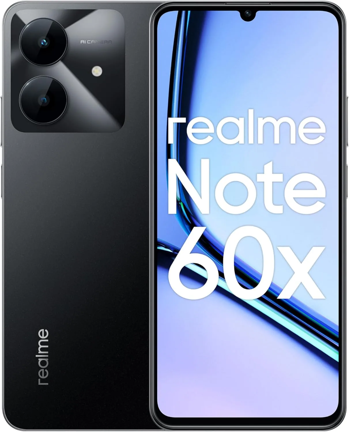 ريلمي نوت 60X (3GB RAM، تخزين 64GB) - شاشة 6.75 انش 90Hz، بطارية 5000mAh، يونيسوك T612، كاميرا 8MP، اندرويد 14 | ثنائي شرائح الاتصال | زجاج مقوى | نوع C اصدار الشرق الاوسط (اسود رخامي)