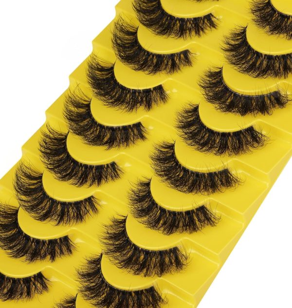 ⁦رموش اصطناعية، 10 أزواج من الرموش الروسية بتجعيدة D بمظهر طبيعي من المنك الصناعي للنساء والفتيات، دعم قوي للغاية يمنحك رموش ناعمة الملمس للحفلات والمواعدة والسفر من ابوتو⁩ - الصورة ⁦3⁩