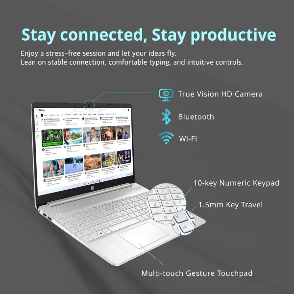 ⁦HP لابتوب 15.6 انش FHD، انتل i5-1135G7، 32GB DDR4 RAM، 1TB PCIe SSD، بطاقة رسومات انتل ايريس Xe، كاميرا ويب HD، مكبرات صوت ستيريو، ويندوز 11، فضي، بطاقة USB 32GB⁩ - الصورة ⁦3⁩