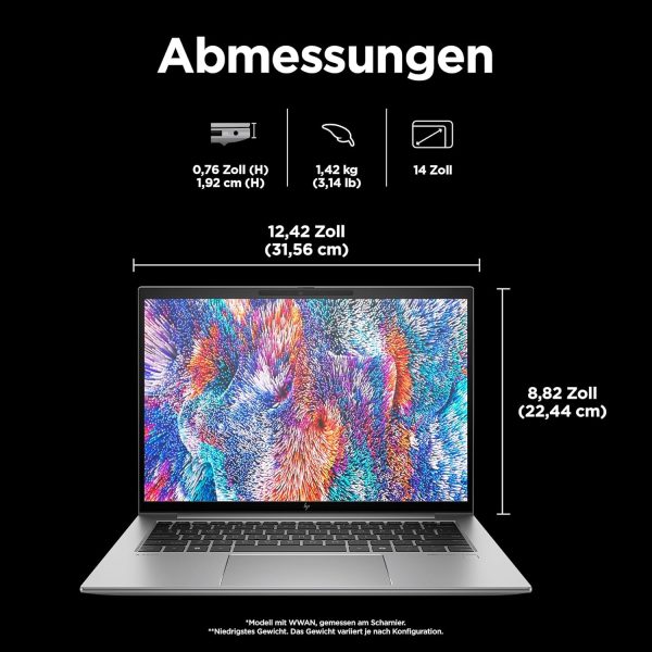 ⁦HP ZBook Firefly 14 G11 86B07EA 14 Inch WQXGA IPS, 120Hz, Intel Core Ultra 7-165H, 64GB RAM, 2TB SSD, RTX A500, Windows 11⁩ - الصورة ⁦5⁩
