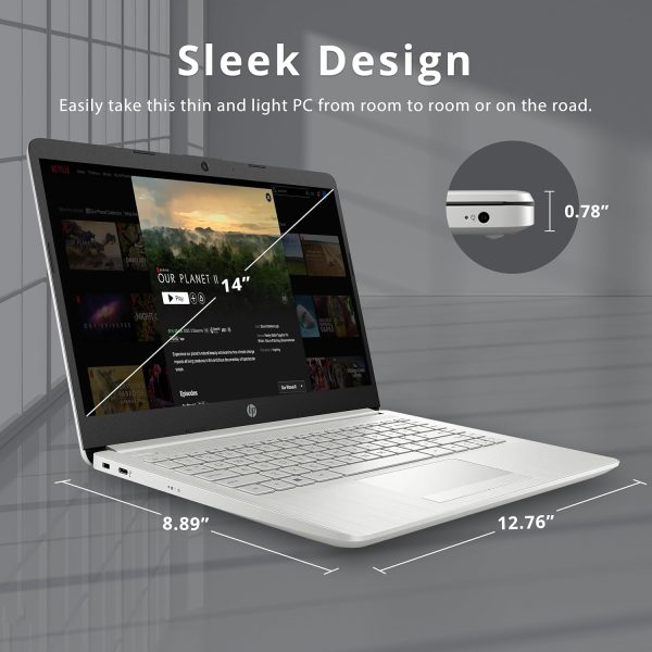 ⁦HP 2022 Stream 14" HD Laptop, AMD Athlon Silver 3050U Processor, 16GB RAM, 512GB SSD, 720p HD Webcam, AMD Radeon Graphics, Bluetooth, Windows 10 Home, Silver, 32GB SnowBell USB Card⁩ - الصورة ⁦8⁩