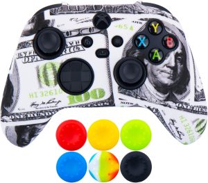 9CDeer 1 Piece of Silicone Transfer Print Protective Thick Cover Skin + 6 Thumb Grips for Xbox Series X/S Controller US dollars