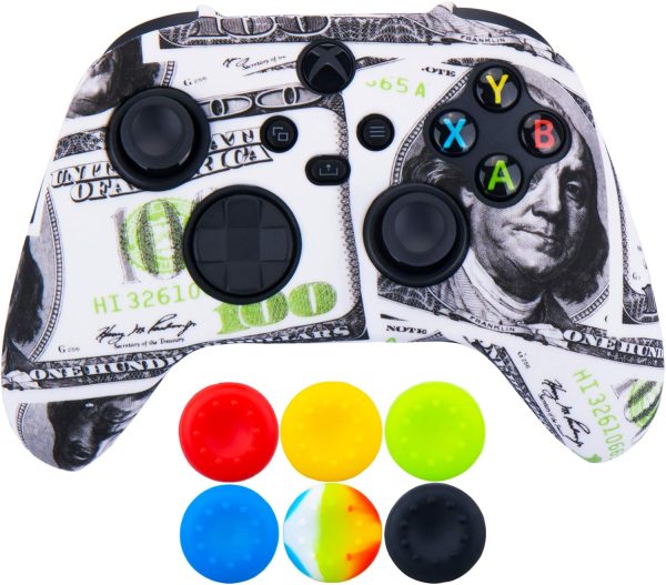 9CDeer 1 Piece of Silicone Transfer Print Protective Thick Cover Skin + 6 Thumb Grips for Xbox Series X/S Controller US dollars