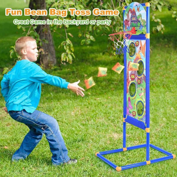 ⁦Beauenty Dinosaur Theme Shooting Game Toy for 5-10 Year Old Boys and Girls，2 Toy Foam Blasters & Guns with Shooting Target and Foam Balls, Basketball Hoop, Indoor and Outdoor Interactive Toys⁩ - الصورة ⁦7⁩