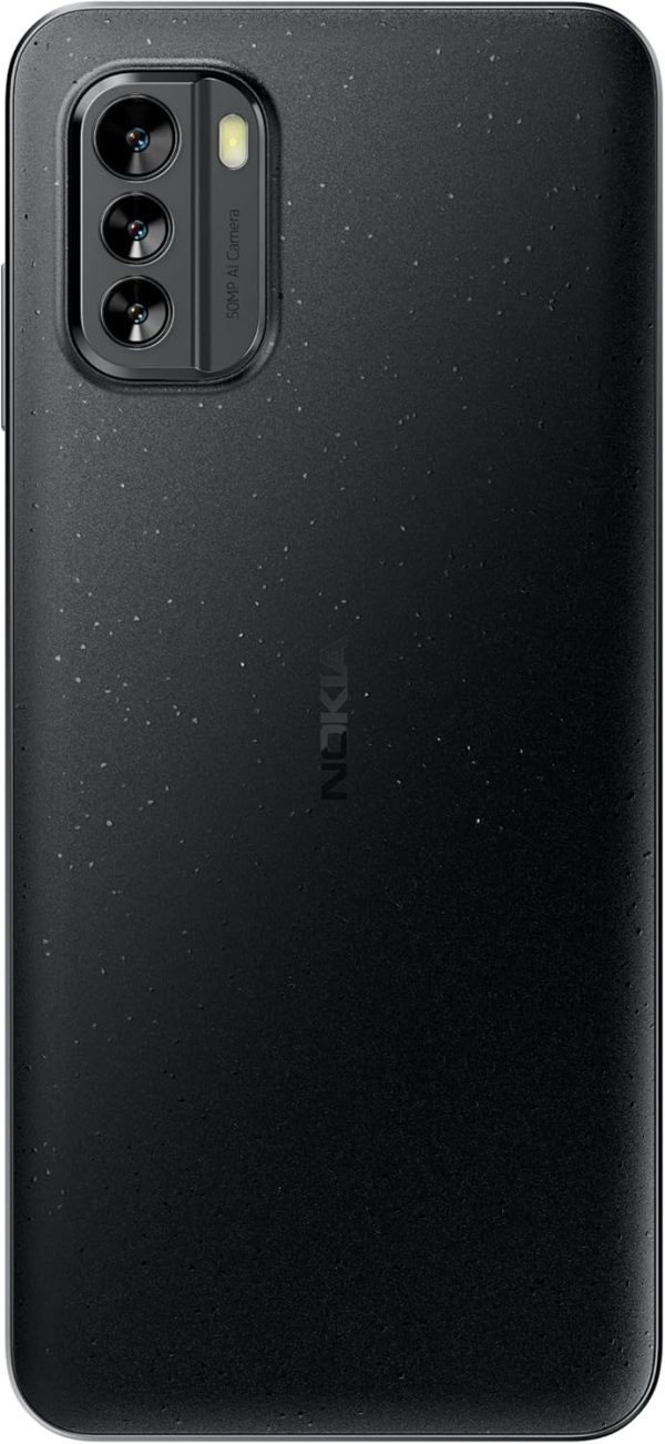 ⁦هاتف نوكيا G60 شاشة 658 انش HD 120Hz 4GB RAM تخزين 64GB ترقية نظام اندرويد 12 و3 كاميرا خلفية 50MP بتقنية AI ضمان 3 سنوات مصنع 60% من البلاستيك المعاد بطارية تدوم ليومين، اسود شريحة مزدوجة⁩ - الصورة ⁦4⁩