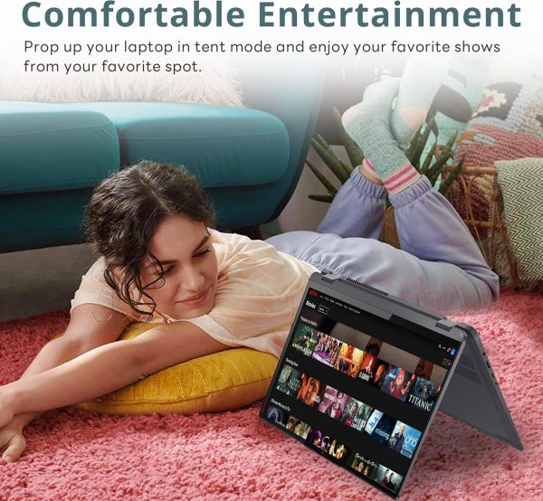 ⁦لينوفو لابتوب ايديا باد فليكس 5 16 انش 2 في 1 بشاشة لمس 2.5K IPS ومعالج انتل كور i7-1255U وذاكرة RAM 16GB وSSD 1TB وكيبورد باضاءة خلفية وقارئ بصمة وويندوز 11 برو وبطاقة USB 32GB، رمادي ستورم⁩ - الصورة ⁦7⁩