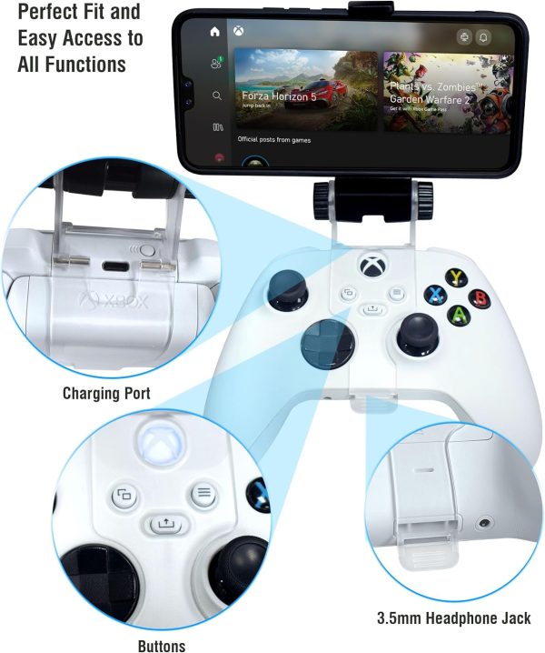 ⁦حامل جوال من سلسلة Xbox مع مشبك تثبيت لاجهزة Series X S XS XSS One يدعم Android ايفون تطبيق وان كاست غطاءين لمقبض الابهام⁩ - الصورة ⁦5⁩