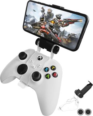 حامل جوال من سلسلة Xbox مع مشبك تثبيت لاجهزة Series X S XS XSS One يدعم Android ايفون تطبيق وان كاست غطاءين لمقبض الابهام