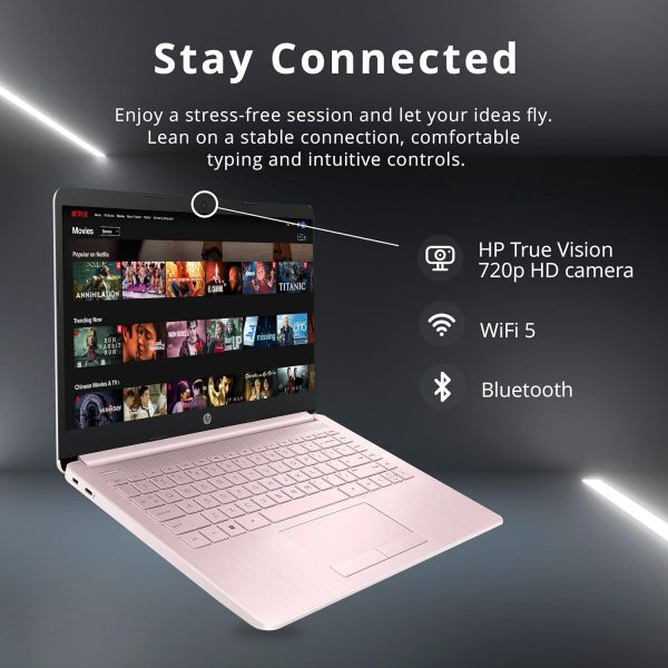 ⁦HP لابتوب بريميوم ستريم 14 انش HD برايت فيو بمعالج انتل سيليرون N4120 وذاكرة RAM 16GB وذاكرة eMMC 64GB وبطاقة عرض مرئي UHD وكاميرا ويب HD واوفيس 365 لمدة عام وبلوتوث وواي فاي وHDMI وويندوز 11s وبطاقة⁩ - الصورة ⁦5⁩
