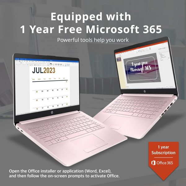 ⁦HP لابتوب بريميوم ستريم 14 انش HD برايت فيو بمعالج انتل سيليرون N4120 وذاكرة RAM 16GB وذاكرة eMMC 64GB وبطاقة عرض مرئي UHD وكاميرا ويب HD واوفيس 365 لمدة عام وبلوتوث وواي فاي وHDMI وويندوز 11s وبطاقة⁩ - الصورة ⁦3⁩