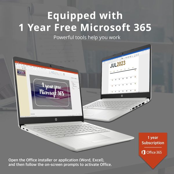 ⁦HP 2022 Stream 14" HD Laptop, AMD Athlon Silver 3050U Processor, 16GB RAM, 512GB SSD, 720p HD Webcam, AMD Radeon Graphics, Bluetooth, Windows 10 Home, Silver, 32GB SnowBell USB Card⁩ - الصورة ⁦3⁩
