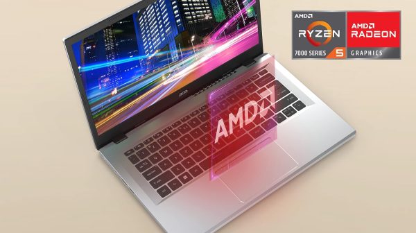 ⁦لابتوب اسباير 3 A315-24PT-R0UX من ايسر رفيع بشاشة لمس 156 بوصة FHD IPS ومعالج ايه ام دي رايزن 5 7520U رباعي النواة وبطاقة رسومات راديون وذاكرة LPDDR5 سعة 16GB وSSD NVMe 512⁩ - الصورة ⁦2⁩