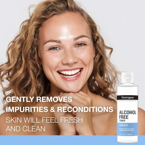 ⁦Neutrogena Alcohol-Free Gentle Daily Fragrance-Free Face Toner to Tone & Refresh Skin, Toner Gently Removes Impurities & Reconditions Skin, Hypoallergenic, 8 fl. oz⁩ - الصورة ⁦5⁩