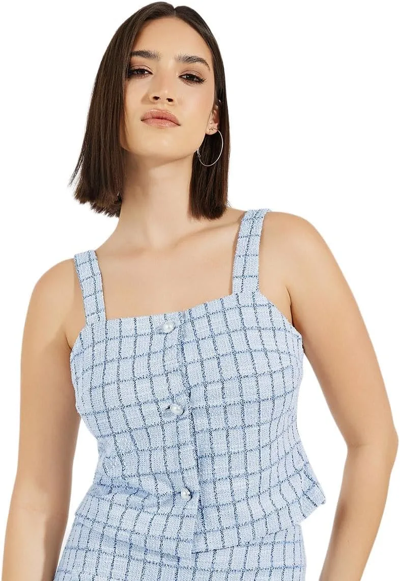 Styli Women Square Neck Tweed Crop Top jpg