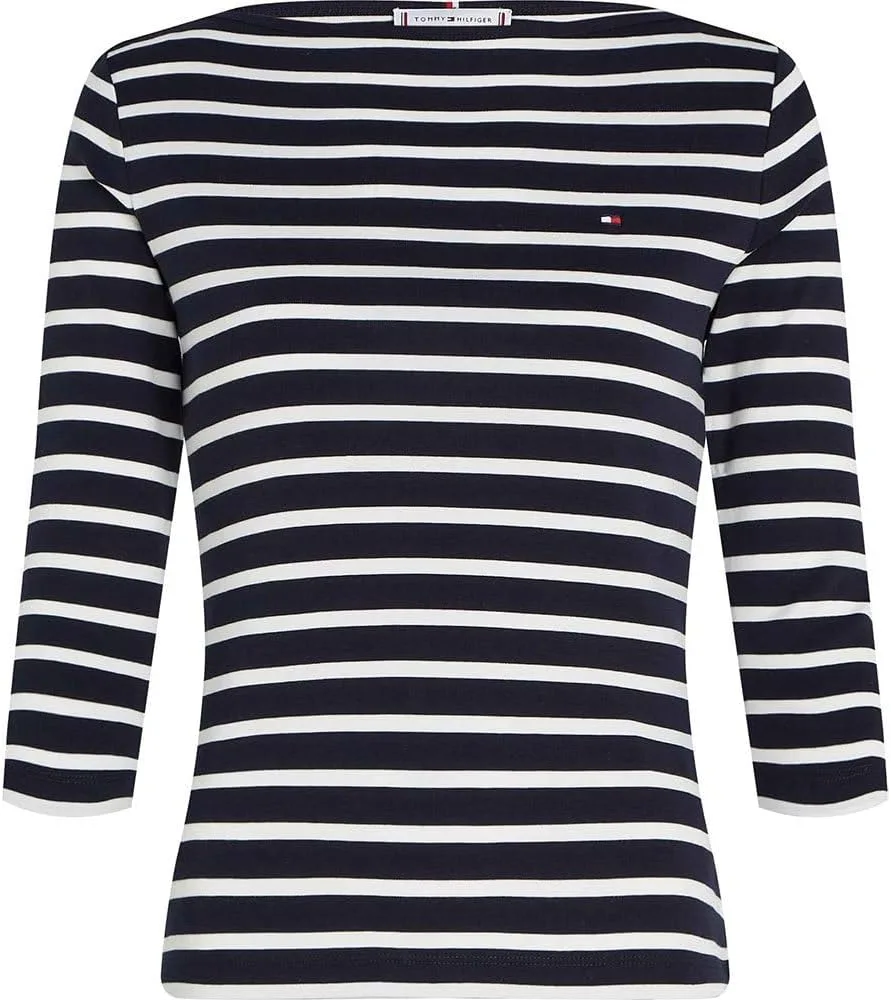 Tommy Hilfiger Womens Slim Cody Boat Nk 34Slv T Shirts jpg