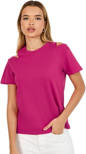 تيشرت قطن جيرسي باكمام مكشوفة الكتفين للنساء من ستايلي