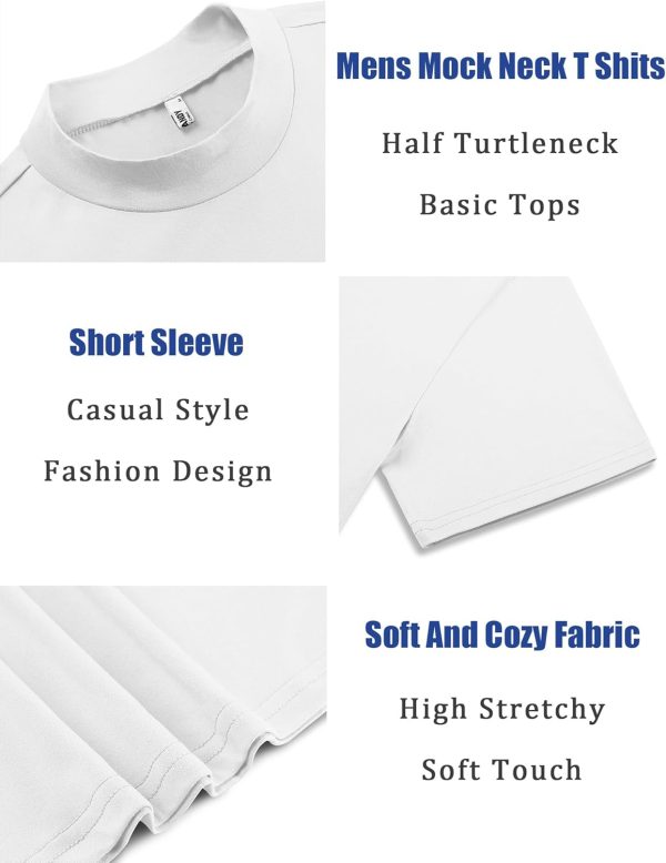 ⁦COOFANDY Men's Mock Turtleneck T Shirt Short Sleeve Slim Fit Basic Casual Undershirt Solid Color Pullover Tee⁩ - الصورة ⁦5⁩