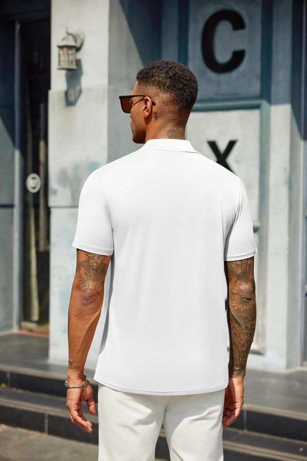 ⁦COOFANDY Men's Mock Turtleneck T Shirt Short Sleeve Slim Fit Basic Casual Undershirt Solid Color Pullover Tee⁩ - الصورة ⁦7⁩