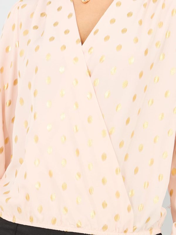 ⁦Styli Women Foil Print Tie Sleeves Wrap Top⁩ - الصورة ⁦4⁩