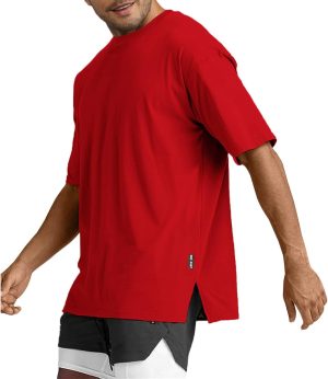 Men's Loose Fit Athletic T-Shirts Lightweight Quick Dry Short Tshirts Crew Neck Outdoor Workout Tops