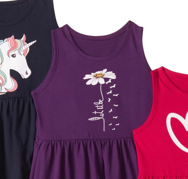 ⁦T2F girls Girls Sleeve Less Casual dress-GLS-DRZ-04 Casual Dress (pack of 3)⁩ - الصورة ⁦3⁩