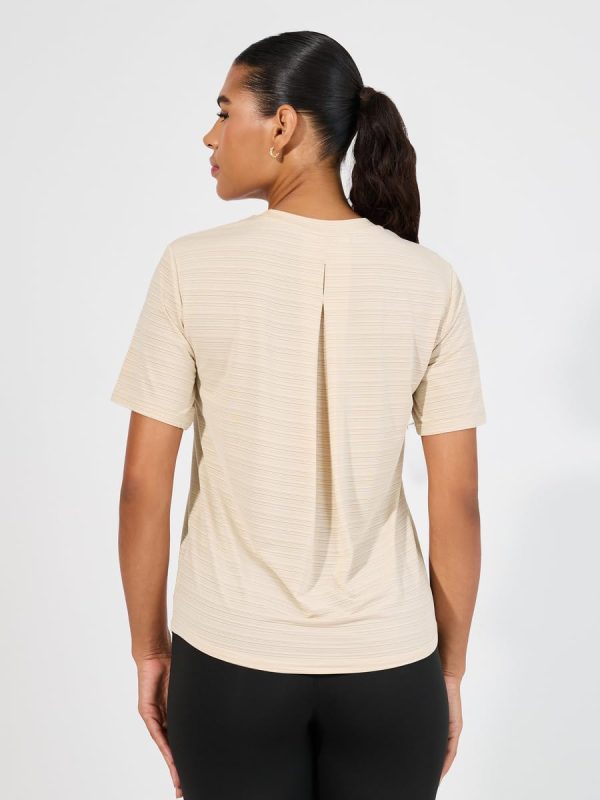 ⁦Styli Womene Striped Pattern Back Pleat Detail Top⁩ - الصورة ⁦5⁩
