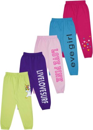 KYDA KIDS Girl's Loose Fit Track Pants (Pack of 5)
