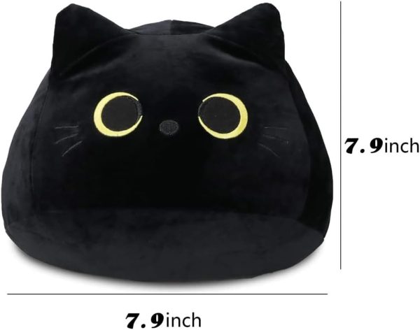 ⁦Tazweeq Black Cat Plush Toy, Cat Plush Toy Pillow, Fat Plushie, Kawaii Pillows Cat Shape Design Lumbar Back Cushion Decoration, Cute Cat Plush Toy Gift for Girl Boy Girlfriend (Black 15.7")⁩ - الصورة ⁦8⁩