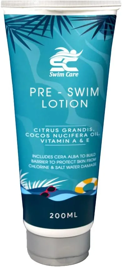 SWIMCARE Pre Swim Body Lotion 200ml - Apply Before Swimming - Protects Swimmers From Chlorine & Sea Water - Swimmers Waterproof Pool Cream