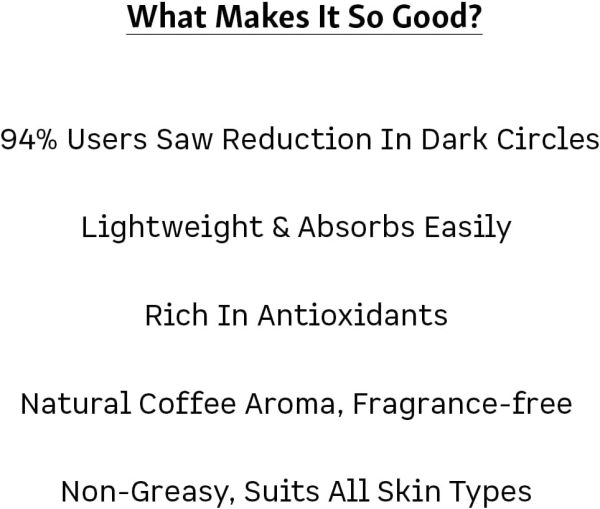 ⁦mCaffeine Coffee Under Eye Cream for Dark Circles for Women & Men with Free Eye Roller | 94% Reduction in Dark Circles, Reduces Puffiness and Fine Lines | With Vitamin E and Hyaluronic Acid (30ml)⁩ - الصورة ⁦6⁩