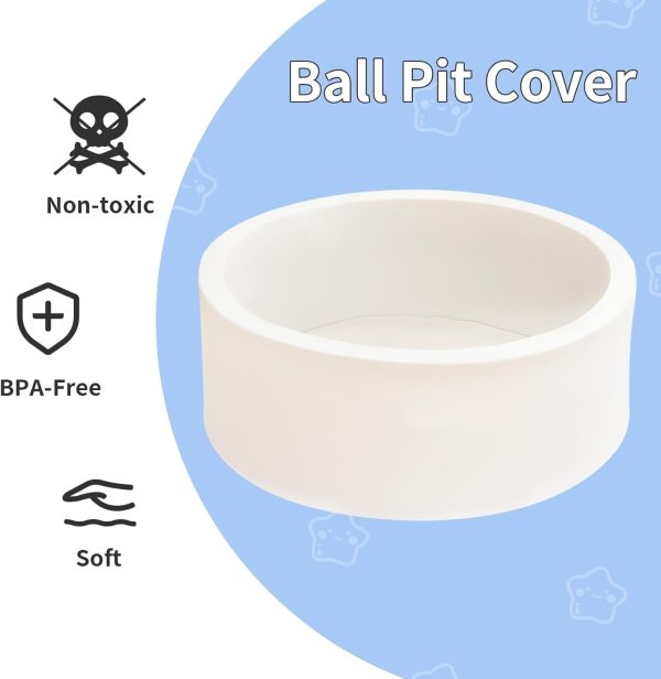 ⁦XICEN Foam Ball Pit, 39.3"x 11.8" Large Ball Pits for Toddlers, Soft Round Kiddie Baby Playpen Ball Pool for Kids, Ideal Gift for Babies Indoor and Outdoor Game, inclued 100 ball (Beige)⁩ - الصورة ⁦3⁩