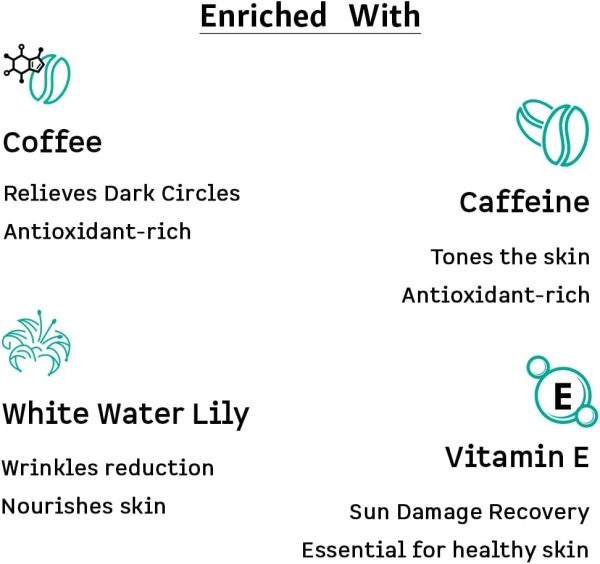 ⁦mCaffeine Coffee Under Eye Cream for Dark Circles for Women & Men with Free Eye Roller | 94% Reduction in Dark Circles, Reduces Puffiness and Fine Lines | With Vitamin E and Hyaluronic Acid (30ml)⁩ - الصورة ⁦5⁩