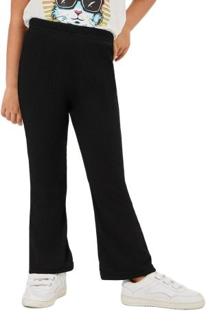 Styli Girls Solid Ribbed Flare Hem Pants
