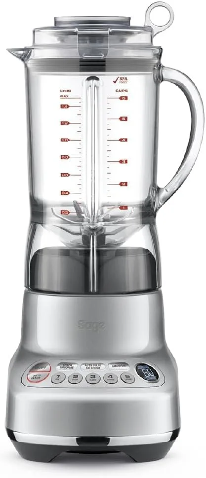Sage - The Fresh & Furious Blender –1.5L BPA-Free Tritan Jug, Smoothie and Ice Crush Presets, 5 Speeds, LCD Display, Auto Clean – Stainless Steel- KSA Version, 2 Year Manufacturer Warranty