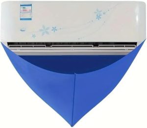 غطاء تنظيف مكيف الهواء من يلا جوي، حقيبة تجميع المياه العالمية لصيانة مكيف الهواء، مجموعة اكياس مياه من 4 قطع لحماية الحائط - ازرق